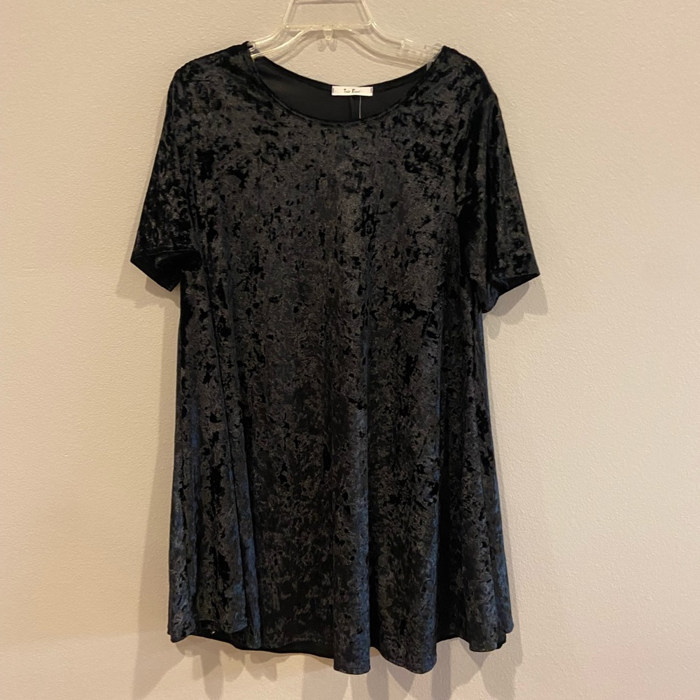 Tres Bien Navy Suede Dress
